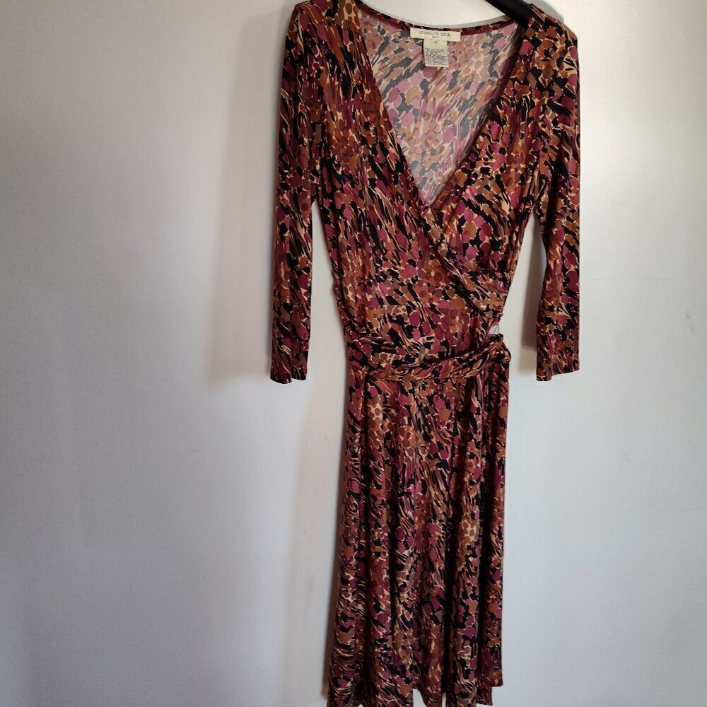 Ladies SZ 4 Evan Picone Abstract Pattern Faux Wrap Dress